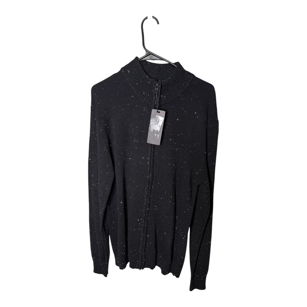 Silver Jeans Co. Black Speckled Full Zip Mock Neck Sweater Large NWT